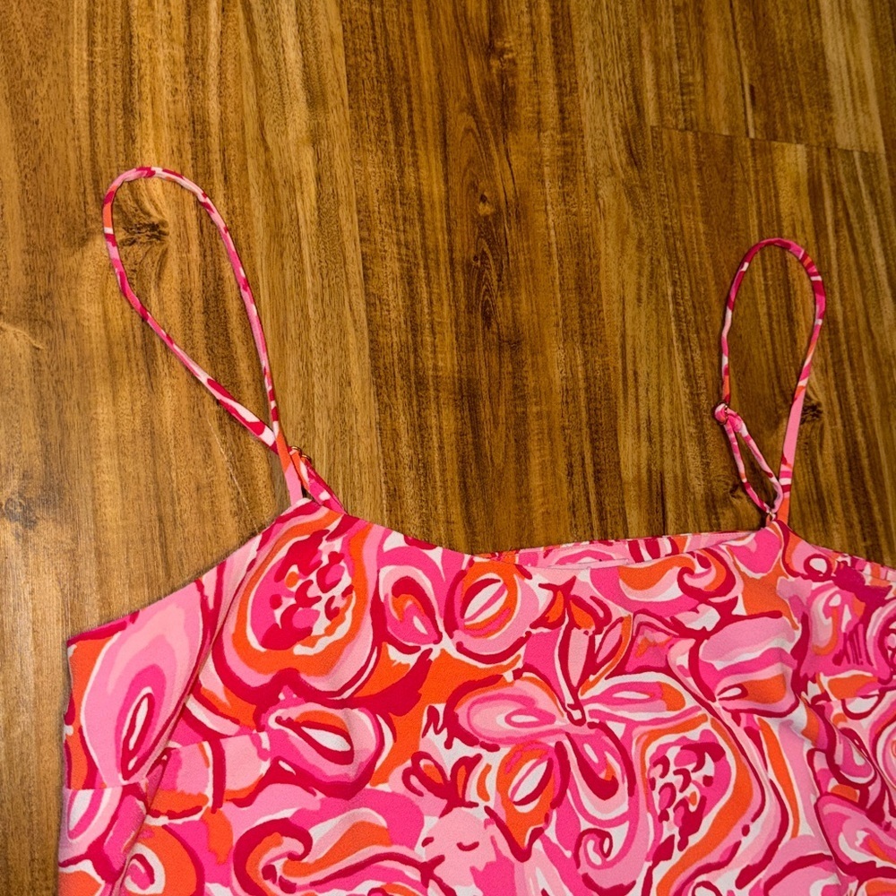 Lilly Pulitzer women 12 large Ivy Crop Top Pink Pout Mango Salsa floral print - Picture 3 of 8